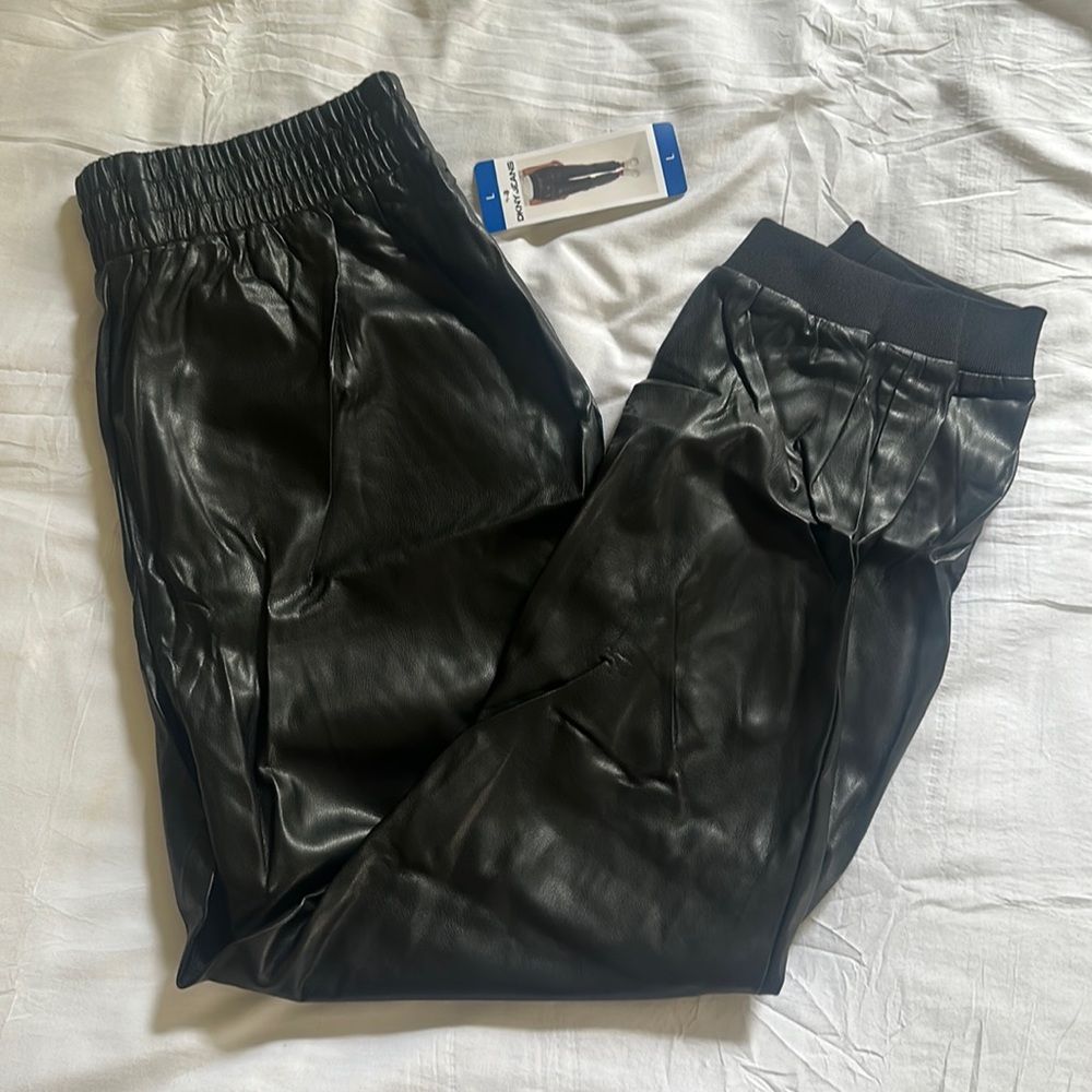 DKNY vegan leather joggers